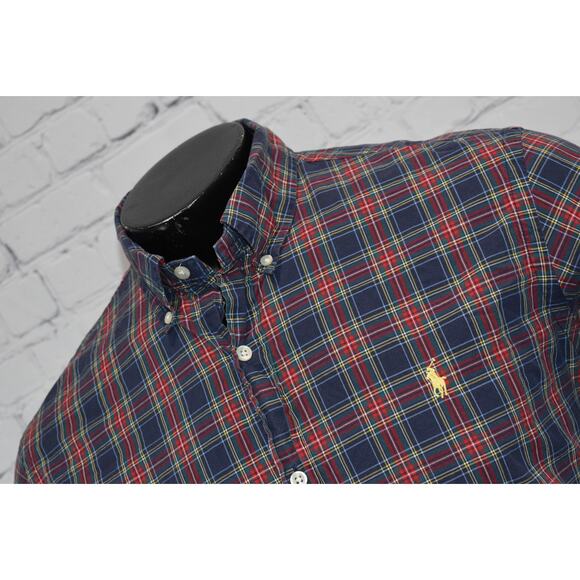 Polo Ralph Lauren Shirt Mens Size Large Classic Fit Dress Button Down Blue Plaid - Picture 1 of 6